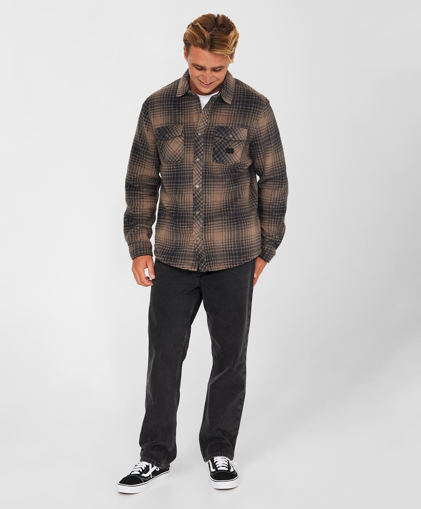 Glacier Plaid High Pile Superfleece - Chocolate Chip