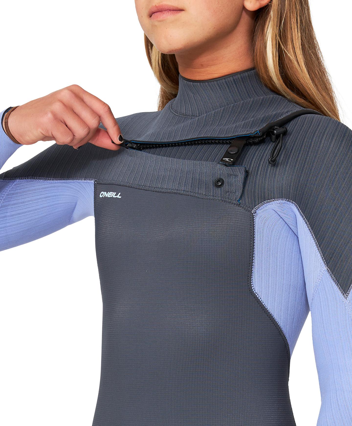 Girl's HyperFreak 3/2+ Steamer Chest Zip Wetsuit - Periwinkle