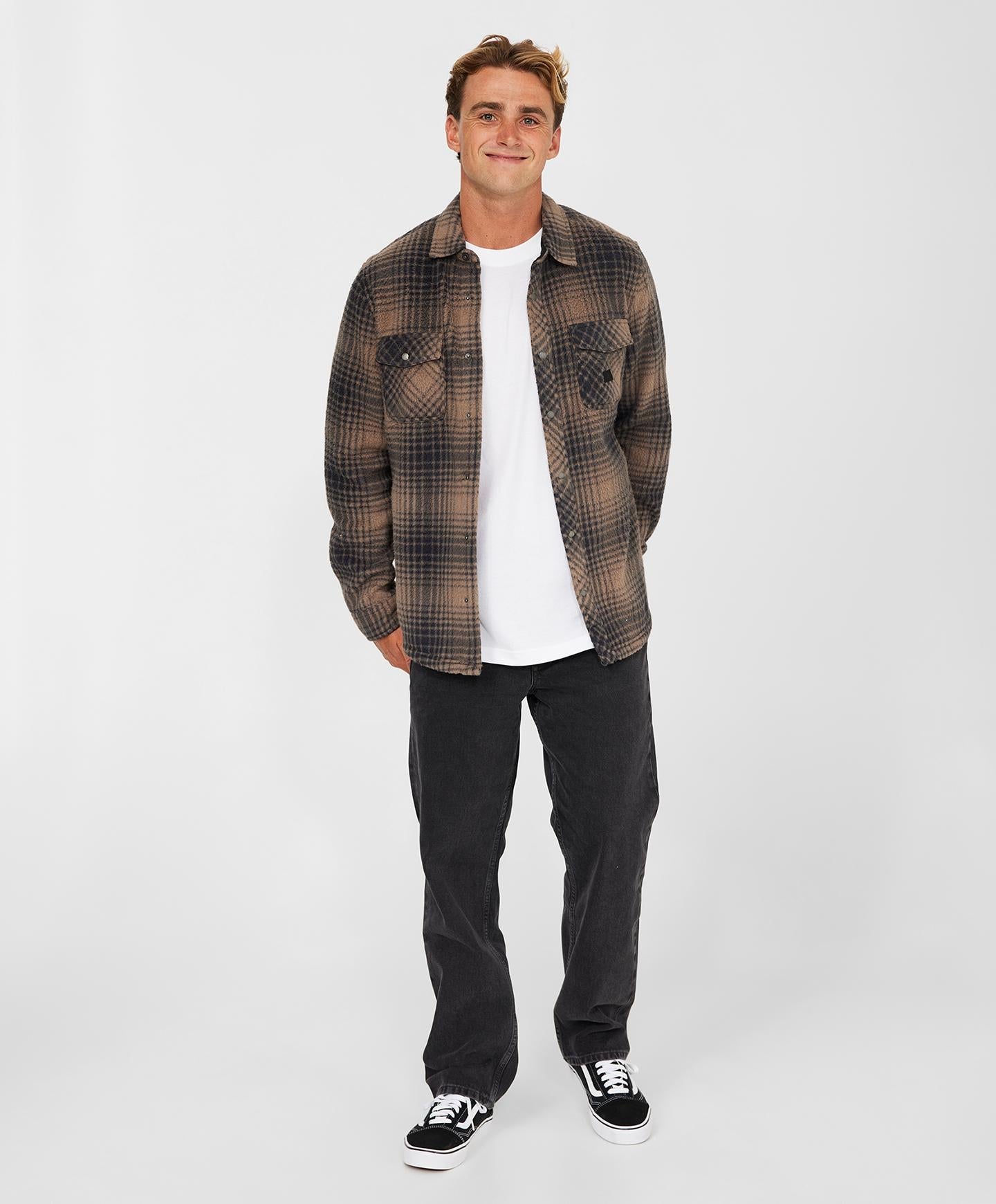 Glacier Plaid High Pile Superfleece - Chocolate Chip
