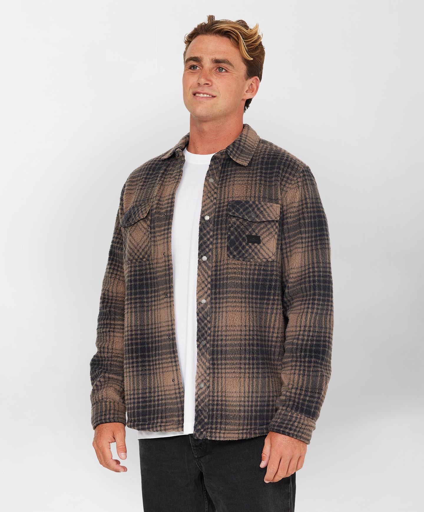 Glacier Plaid High Pile Superfleece - Chocolate Chip