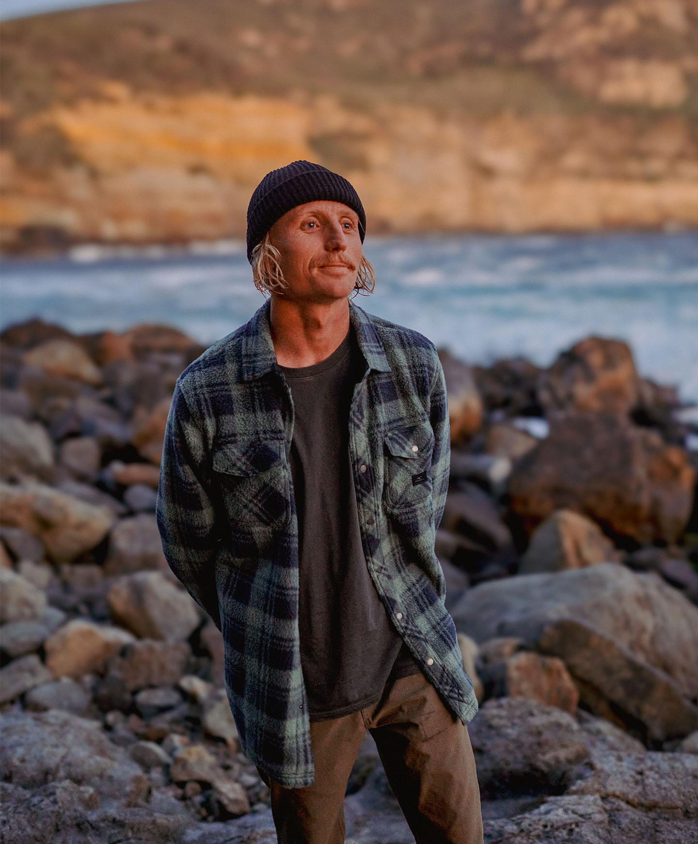 Glacier Plaid High Pile Superfleece - Dark Olive