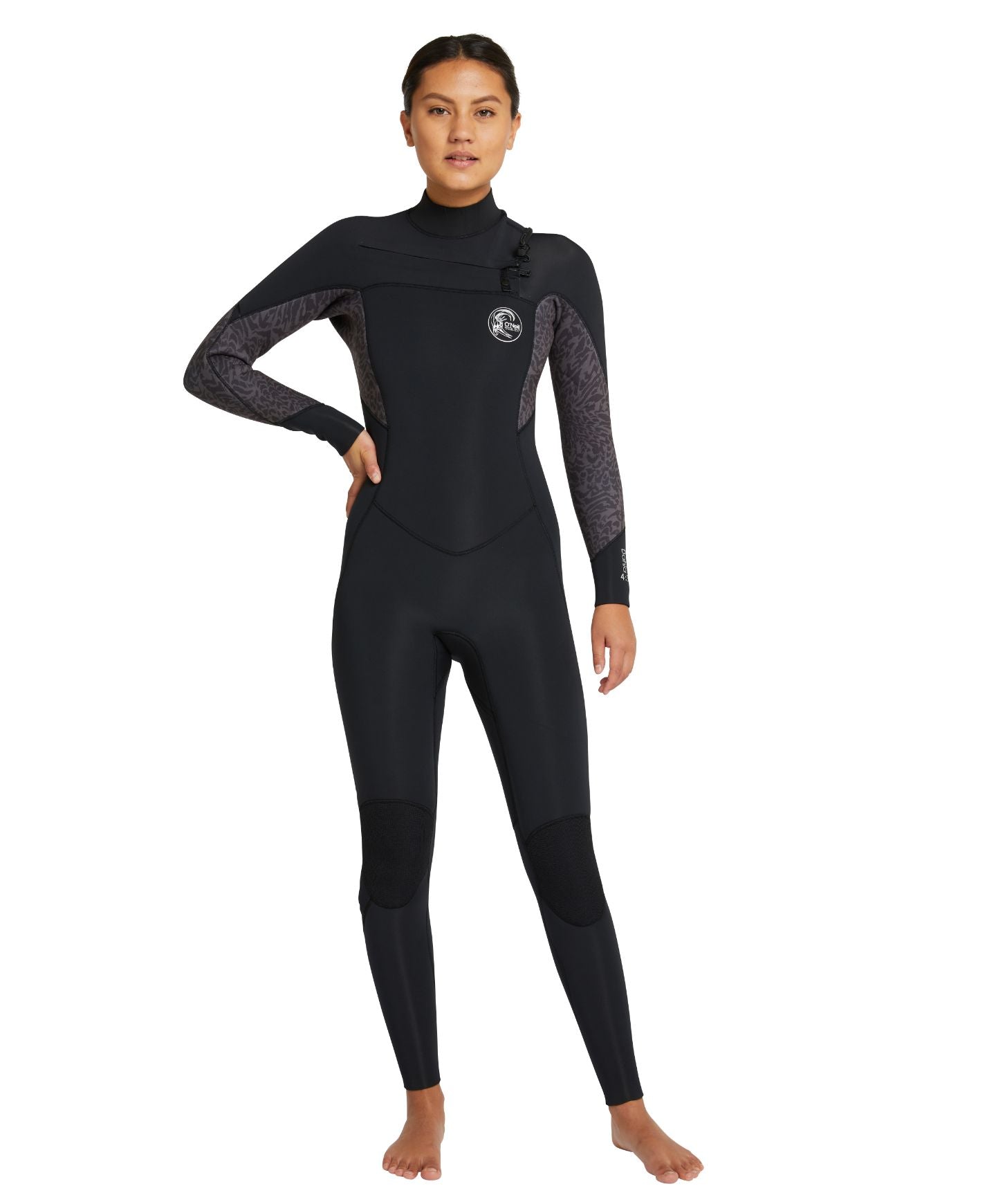 Women's Bahia 4/3mm Steamer Chest Zip Wetsuit - Black Night Reef
