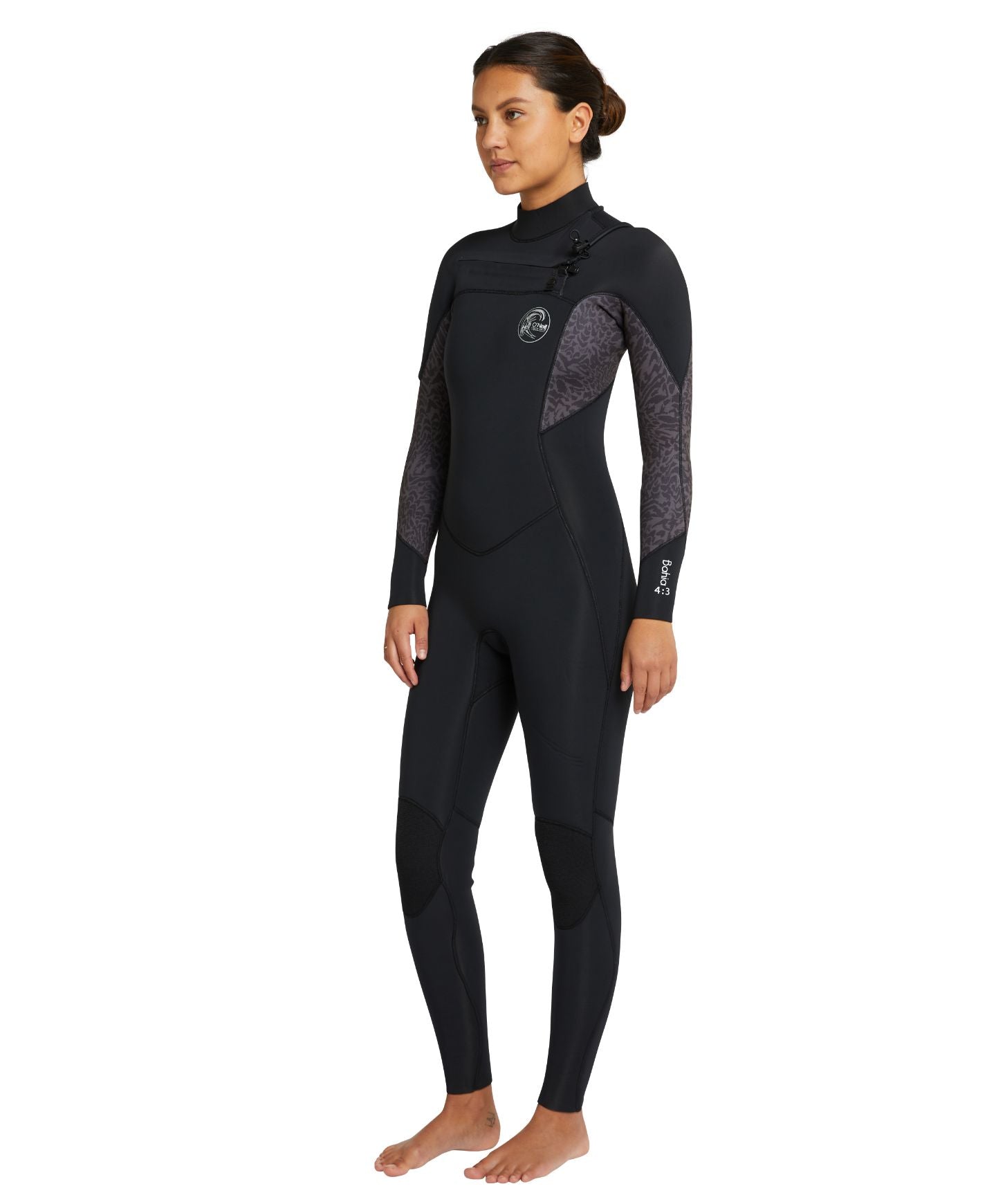 Women's Bahia 4/3mm Steamer Chest Zip Wetsuit - Black Night Reef