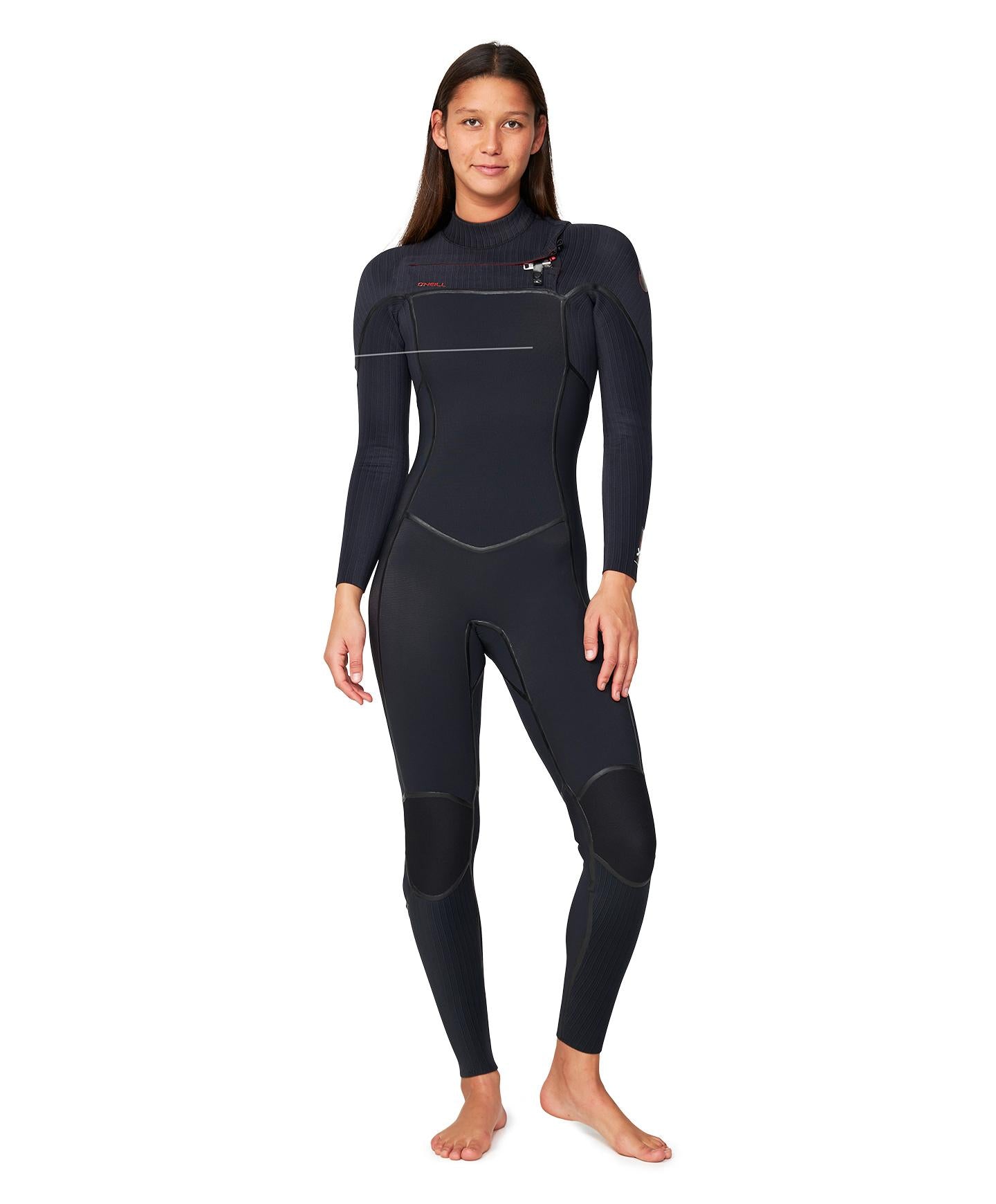 Women's HyperFire X 4/3mm Steamer Chest Zip Wetsuit - Black